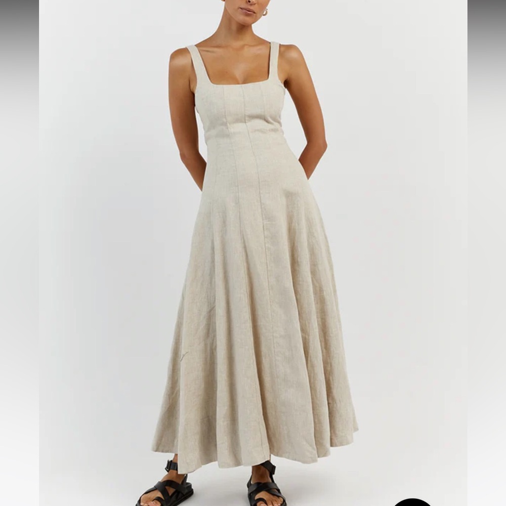 Dissh Beige Linen Midi Dress Size US2/ AU6
